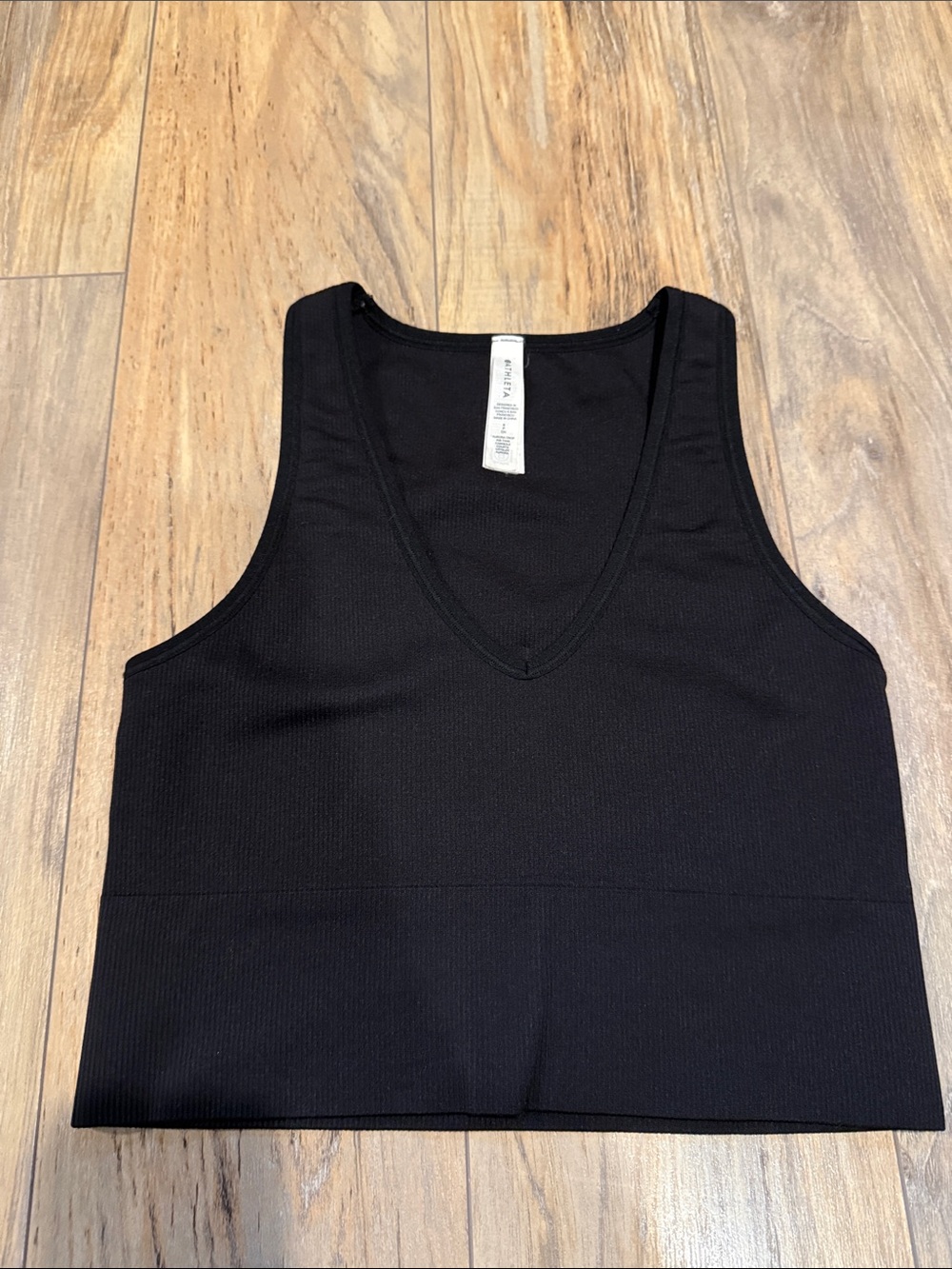 Athleta Black Ribbed V-Neck Tank